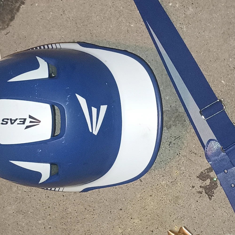 Blue and White Baseball Helmet